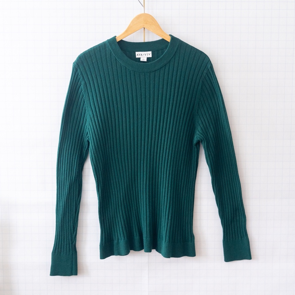 Ava & Viv Emerald Green Ribbed Sweater - Size 1X